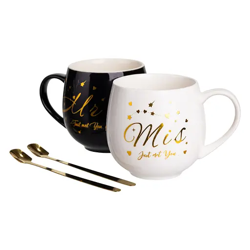 Парні чашки порцелянові Mr & Mis 350 мл з ложками FM-29 - фото 5