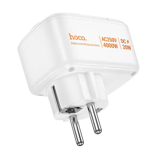 МЗП Hoco AC26 Changer Outlet Extender 20W (2USB-A/1USB-C/1Socket) White - фото 4