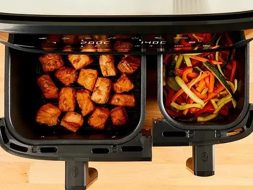 Мультипечь Tefal на 2 чаши Dual Easy Fry & Grill Air Fryer 2700Вт сенсорное управление 8 программ гриль пластик нержавеющая сталь - фото 5