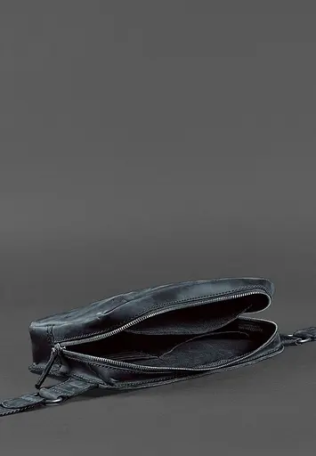 Шкіряна поясна сумка Dropbag Maxi синя Crazy Horse - фото 7