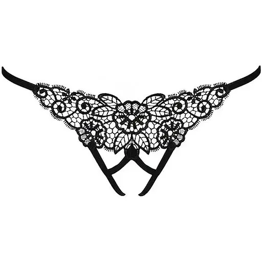 Трусики мереживні з доступом Passion Exclusive Violante Thong Black S/M - фото 5