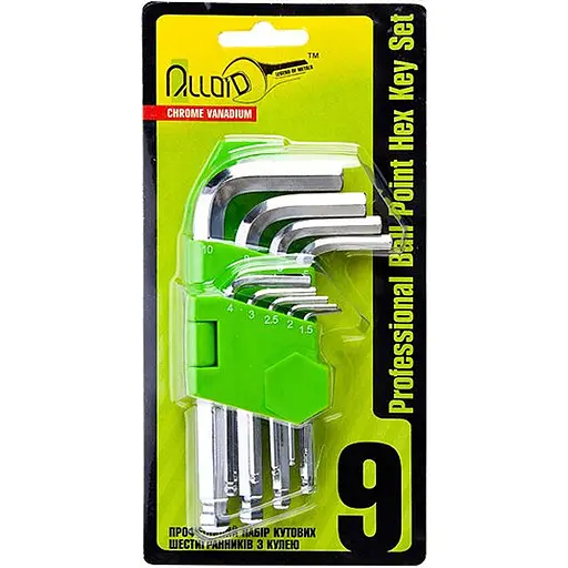Набір ключів шестигранних Alloid з кулею вигнутих 1.5-10 мм 9 предметів (HS-S0912) - фото 1