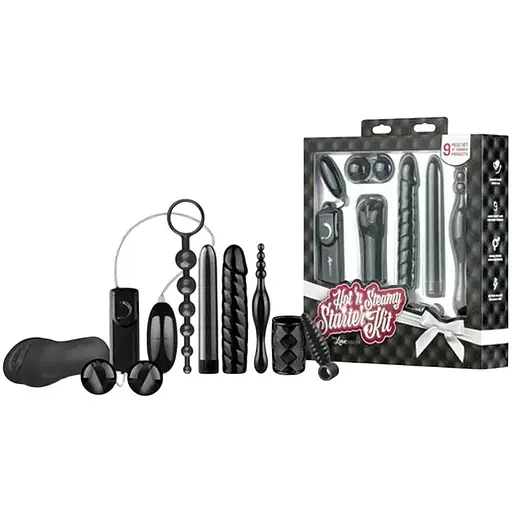 Набір секс-іграшок Loveboxxx Hot'n Steamy Starter Kit 9 шт. чорний
