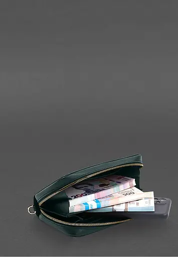 Кожаный клатч-купюрник 4.0 зеленый краст - фото 3