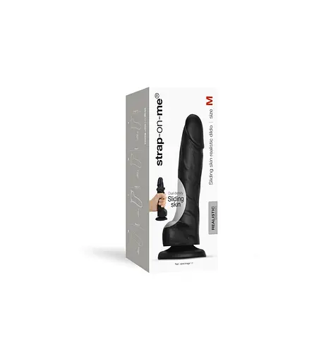 Фалоімітатор Strap-On-Me Sliding Skin Realistic Dildo M 18.5 см чорний - фото 9