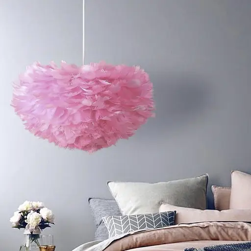 Светильник с натуральными перьями розового цвета Ø 60 см | Line F | Ст. AS136-600 PK - фото 1