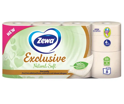 Уцінка. Туалетний папір Zewa Exclusive Natural Soft чотиришаровий 8 рулонів - фото 2