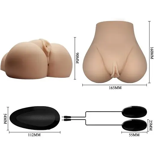 Мастурбатор Вагіна-анус з вібрацією Realistic Crazy Bull BM-009131Z-1, Телесный - фото 9