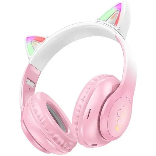 Наушники Hoco Bluetooth W42 Cat Ears over-ear BT headphones розовые - фото 1