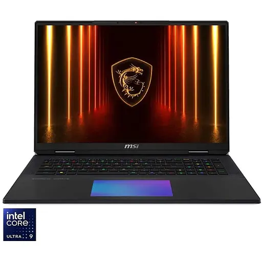 Ноутбук Ігровий MSI Titan 18 HX AI A2XWJG з процесором Intel Core Ultra 9 285HX pana la 5.5GHz, 18'', UHD+, IPS, 120Hz, Mini LED, 64GB DDR5 RAM, 2TBx1 SSD + 2TBx2 SSD 24GB GDDR7, Windows 11 Pro, Core чорний