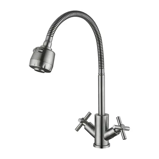 Змішувач для кухні Wezer VAL4D-10 з рефлекторним виливом нержавіюча сталь - фото 1