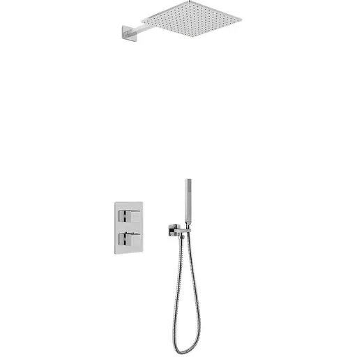 Душова система Kohlman Excelent 25 chrome з термостатом + BOX прихованого монтажу QW432HQ25, Хром - фото 1