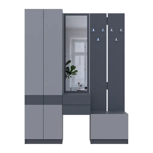 Передпокій Doros Сола Графіт/Сірий ДСП / дзеркало 165х40х215 (42005146) - фото 3