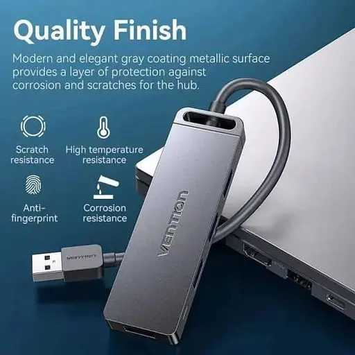 Хаб USB 3.0 - 4xUSB-A 3.0, 5 Гбит/с, Black Vention - фото 4