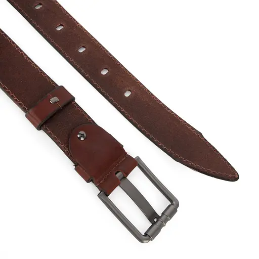 Ремінь чоловічий шкіряний JK-4008 (125 см) коричневий - фото 3