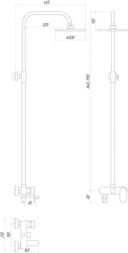 Душова система Globus Lux DS0010, Хром - фото 5