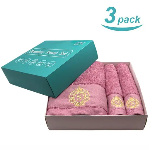 Набор Полотенец Lovely Svi - Комплект Банных Полотенцев: 1 шт - 70 на 140 см, 2 шт - 34 х 72 см Розовый