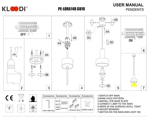 Світильник підвісний KLOODI DECO PE-LORA148 GU10 BK - фото 3