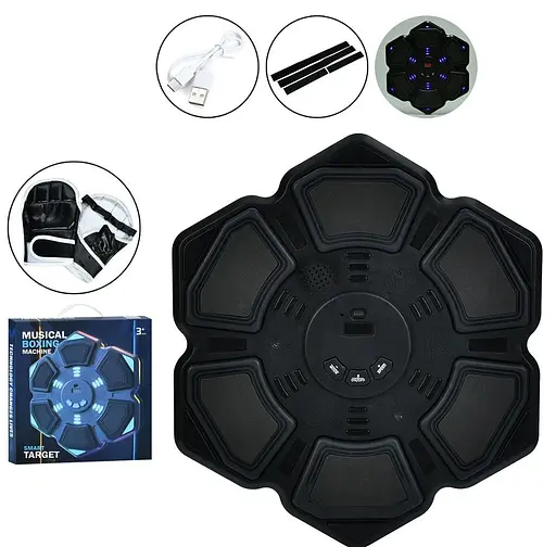 Боксерський тренажер, 6 цілей, 38x4x5 см, Bluetooth, музика, світло, TYPE-C, рукавички, MS4654 (В асортименті)