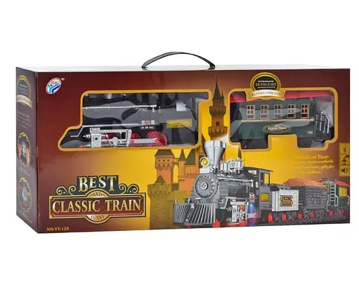 Детская железная дорога MHZ Classic Train со светом, звуком, паромом, длина путей 650 см Черный - фото 5