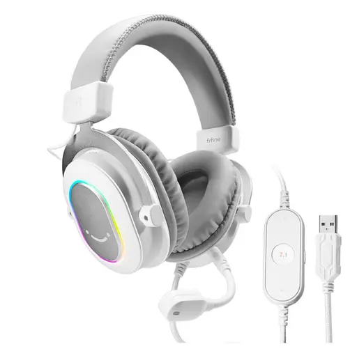 Игровые наушники с микрофоном Fifine H-6W RGB USB 7.1 White - фото 2