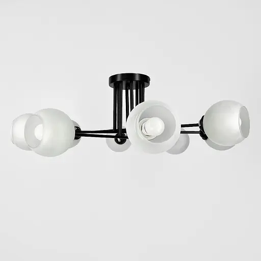 Сучасна плафонна люстра в чорному корпусі на 8 ламп Ø 80 см | Арт. 4222/8G BK+WT | Line F - фото 2