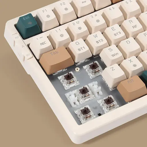 Бездротова/провідна механічна клавіатура Qisan, ігрова клавіатура з трьома режимами 2.4G/USB-C/BT, 100 клавіш (98%), розкладка US - фото 3