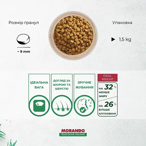 Сухой корм для собак малых пород Morando Tradizioni Mini Ideal Weight с говядиной, горохом и свеклой 1.5 кг - фото 2