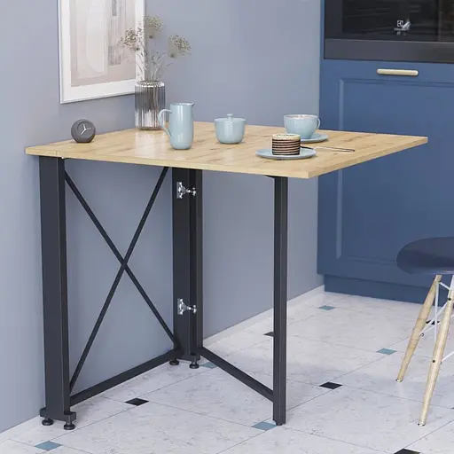 Стіл-книга трансформер Оріон 1 Ferrum-decor 750x810x730 Чорний метал ДСП Дуб Артізан 16 мм (FRD-104602)