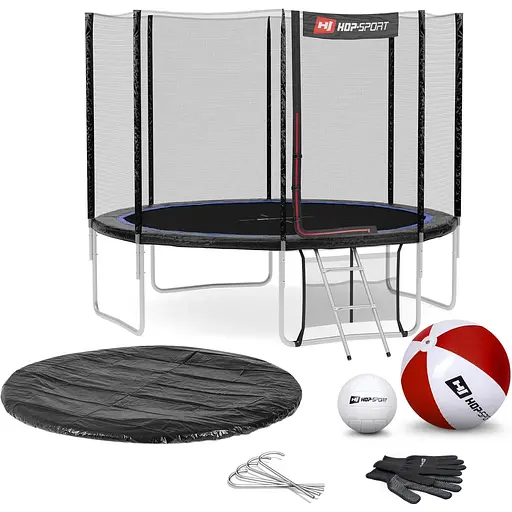 Батут Hop-Sport 12ft (366см) чорно-синій з зовнішньою сіткою - фото 4