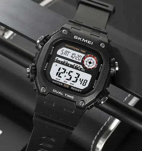 Годинник чоловічий спортивний наручний Skmei 2126 (Чорний з білим) - фото 4