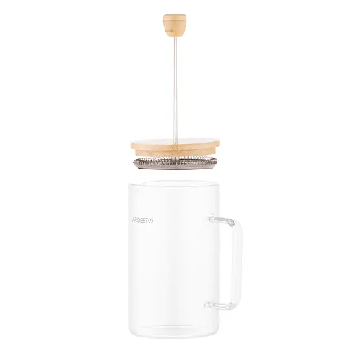 Френч-пресс Ardesto Midori 800 мл боросиликатное стекло нержавеющая сталь бамбук прозрачный - фото 6