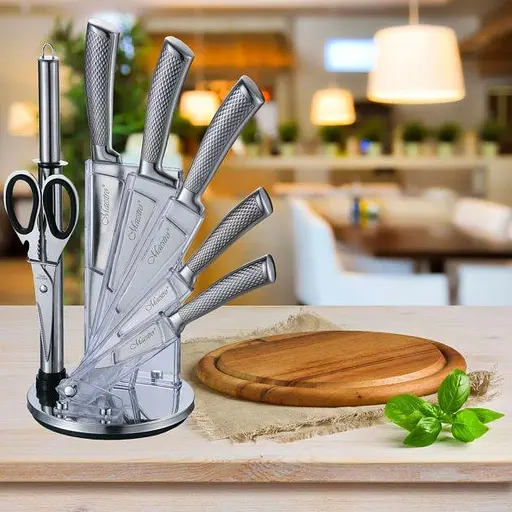 Набор ножей для кухни Maestro MR 1412 8в1 кухонные ножи из нержавеющей стали на вращающейся подставке - фото 9
