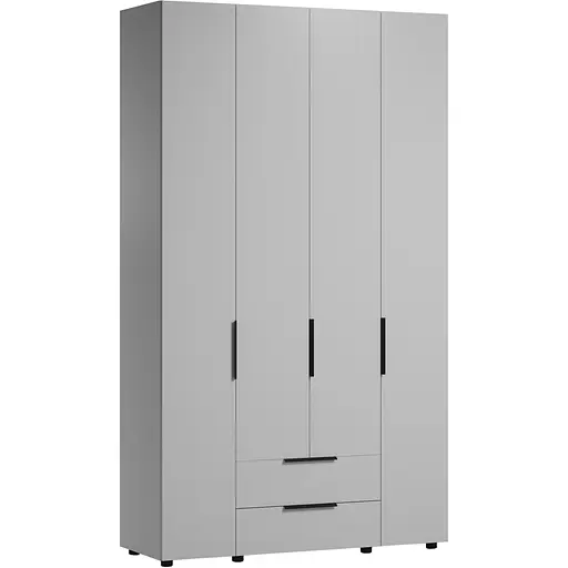 Шафа для одягу Ліра 140 4-х дверна з ящиками Orange-Line 1382х500х2400 Світло сірий