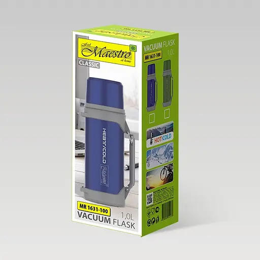 Термос з нержавіючої сталі Maestro MR-1631-100 1 л термочашка термокухоль термопляшка Зелений - фото 2