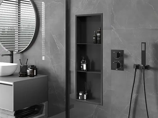 Полка в ванную комнату встроенная Nett YB-90, 90 см Черный - фото 2