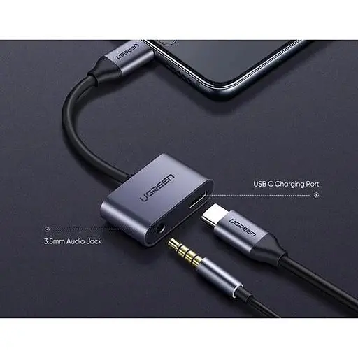 Конвертер адаптер Ugreen 50596 CM193 2 Ports Usb-C Hub + 3.5 mm - фото 5