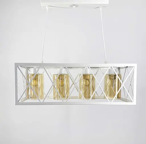 Світильник Loft на 4 лампи з скляними плафонами Line.F Колір плафона Янтарний - фото 1