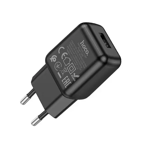 Зарядный блок - сетевой адаптер HOCO single port charger C96A 1USB 2.1A черный - фото 2