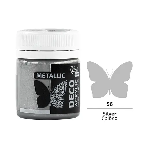Акрил для декору Срібло (56), металік 20 мл Rosa Talent - фото 4