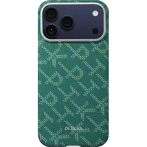 Чехол Pitaka Ultra-Slim Monogram для Apple iPhone 17 Pro Max Gold/Green (KI1701PTKP) [157997] - фото 2