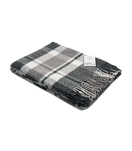 Плед вовняний Vladi Метро 200х220 білий-дим-антрацит 1 - фото 1