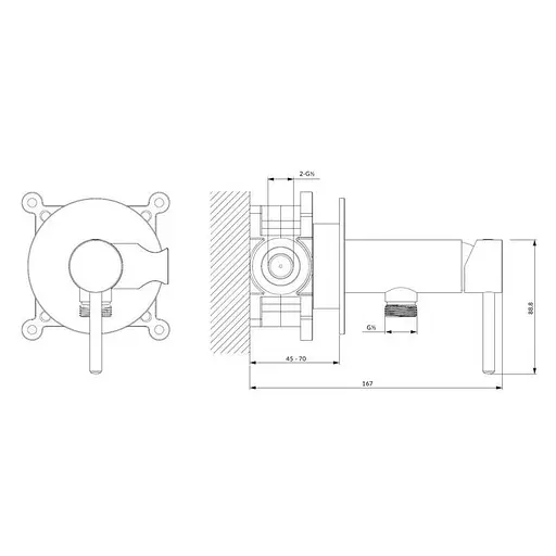 Набір гігієнічного душу прихованого монтажу Omnires Y black SYSYBI2BL, Чорний матовий - фото 2