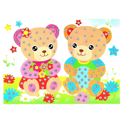Детская мозаика по номерам "Медвежата" 13-126-5 разноцветные камешки