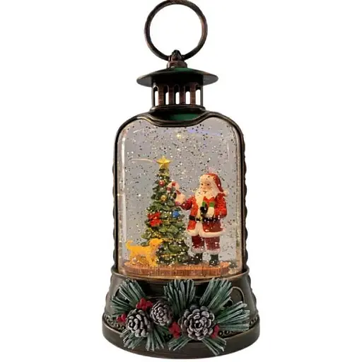 Новогодний ночник Xmas WDL-25011A Санта с елкой Винтажный ночник с эффектом снежного вихря от батареек - фото 1