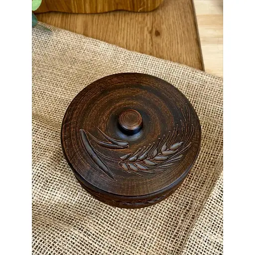 Банка для хранения 0.5 литра керамическая (глиняная) Колосок - фото 2