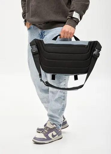 Мужская сумка-бананка под ноутбук Sambag Urban Pro голубая 46×26 см (51411210m) - фото 4