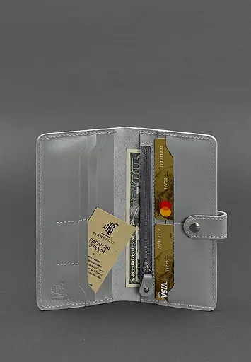 Кожаное портмоне 7.0 серое - фото 3