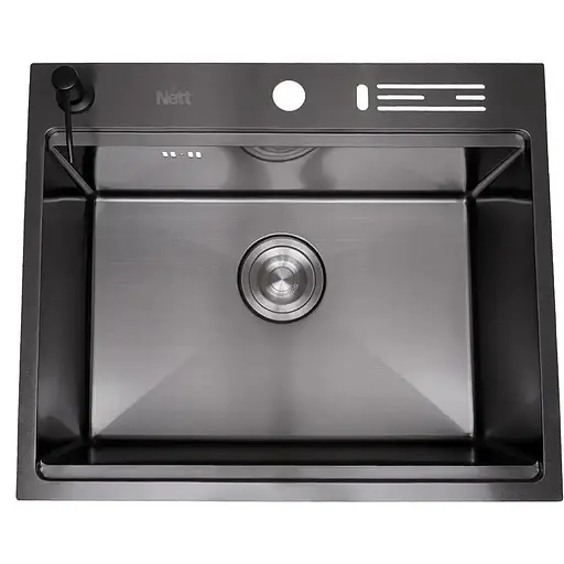 Кухонная мойка Nett NB-5747 черная из нержавейки 1.5 мм многофункциональная накладная
