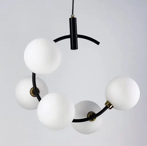 Світильник в корпусі чорного кольору на 5 мініатюрних білих плафонів Line.F H 07/5 - фото 1